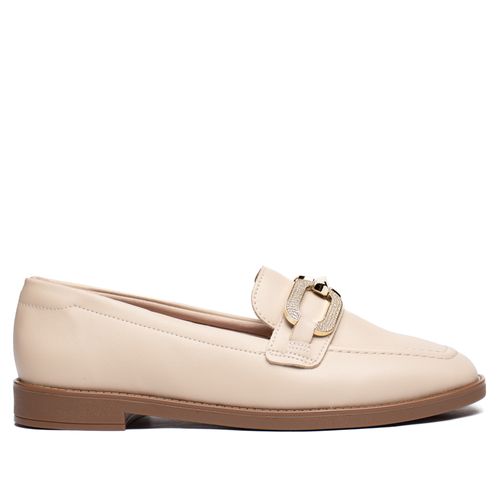 Mocassim Feminino Beira Rio Napa Turim Creme/Dourado