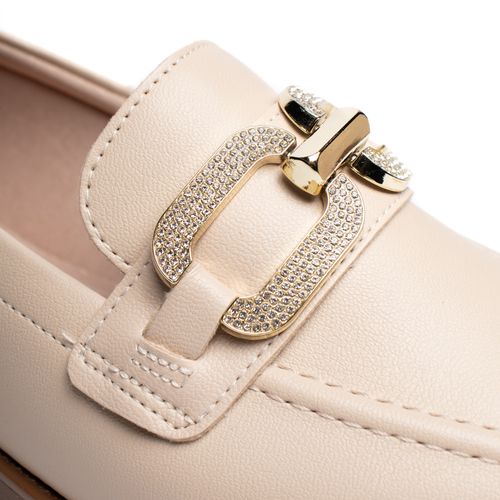 Mocassim Feminino Beira Rio Napa Turim Creme/Dourado