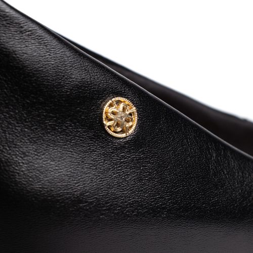 Scarpin Feminino Ramarim Couro Salto Bloco Bico Fino Preto