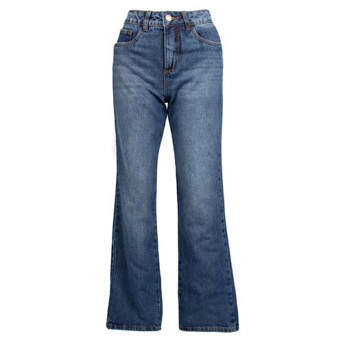 Calça Jeans Feminina Sawary Reta Cintura Alta Azul