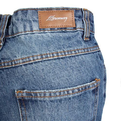 Calça Jeans Feminina Sawary Reta Cintura Alta Azul