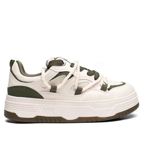 Tênis Feminino Via Marte Cadarço Duplo Off White/Verde