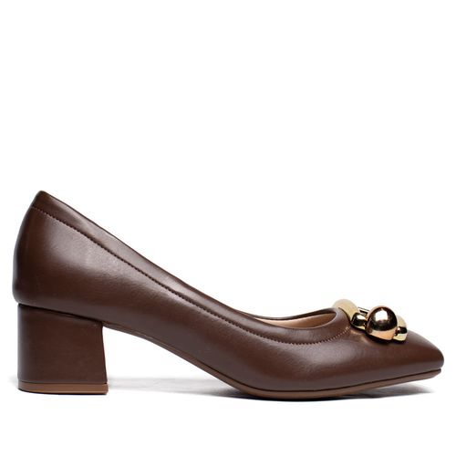 Sapato Feminino Beira Rio Adereço Dourado Marrom