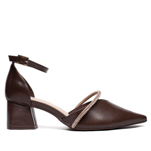 Scarpin Feminino Bebecê Napa Salto Bloco Marrom