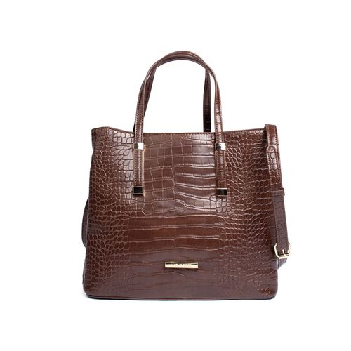 Bolsa Feminina Via Marte Tote Croco Média Marrom