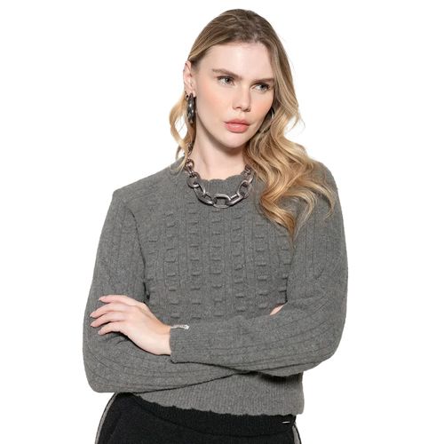 Blusa Feminina Biamar Ponto 3D Cinza Escuro