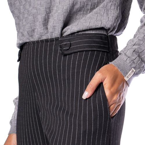 Calça Feminina Giraffe Reta Risca de Giz Preto