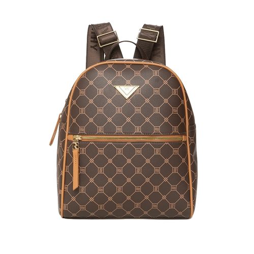 Mochila Feminina Rafitthy Monograma Casual Marrom
