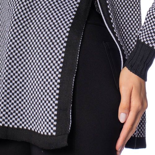Blusa Feminina Oliveira Malhas Tricot Gola Alta Preto/branco