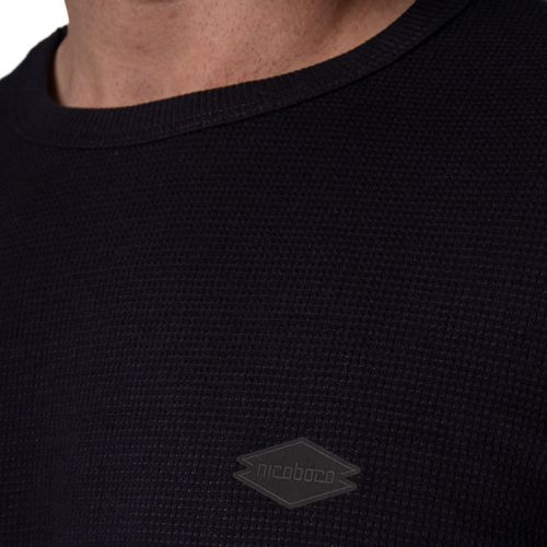 Camiseta Masculina Nicoboco Manga Longa Texturizada Preto
