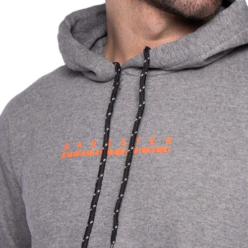 Moletom Masculino Gangster Capuz Estampado Cinza/Laranja