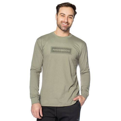 Camiseta Masculina Nicoboco Algodão Manga Longa Verde