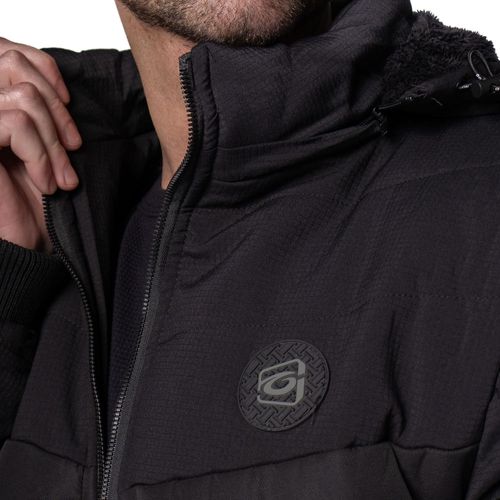 Jaqueta Puffer Masculina Gangster Capuz Peluciado Preto
