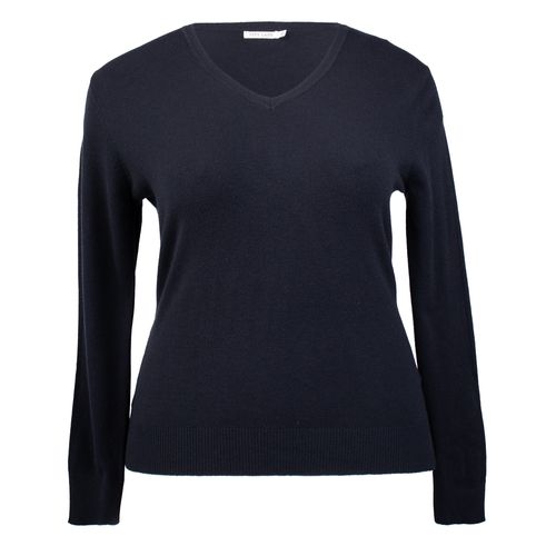 Blusa Feminina City Lady Plus Size Manga Longa Marinho