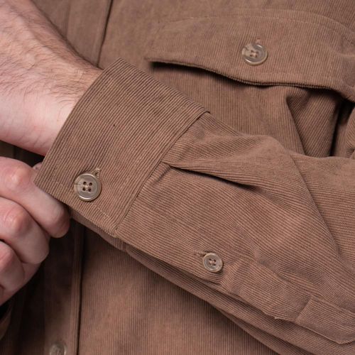 Camisa Masculina Broken Rules Suede com Bolsos Marrom