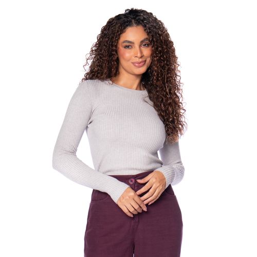 Blusa Feminina Sea Surf Malha Canelada Cinza