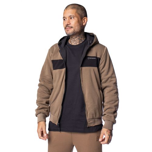 Jaqueta Masculina Gangster Dupla Face Recortes Preto/Bege