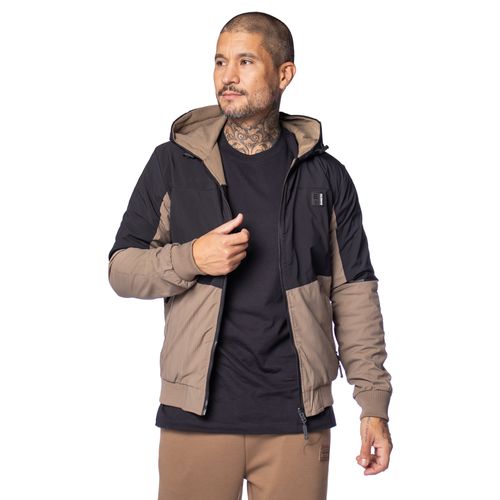 Jaqueta Masculina Gangster Dupla Face Recortes Preto/Bege