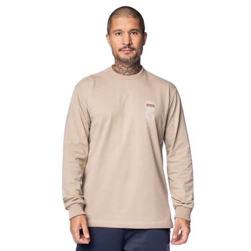 Camiseta Masculina Gangster Manga Longa Texturizada Caqui