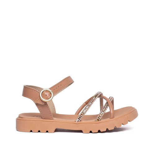 Sandália Infantil Molekinha Flatform Pedraria Strass Nude